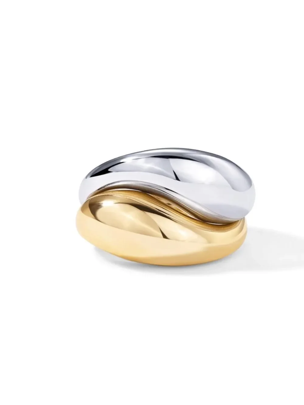 Mixed metal dome ring set